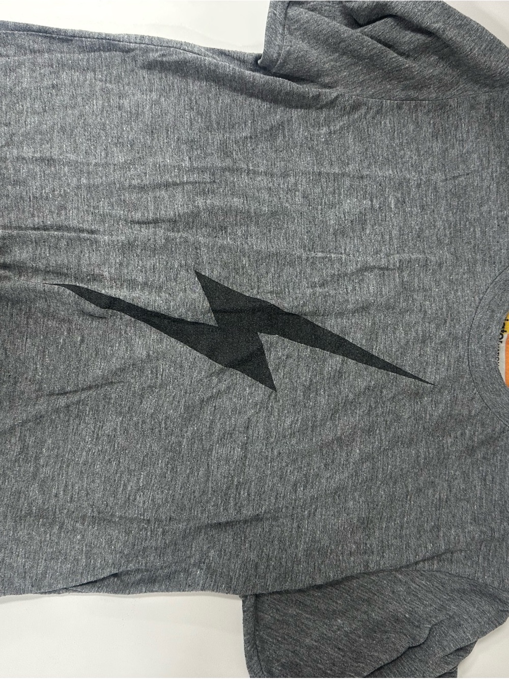 Aviator Nation Grey Tee with Black Lightning Bolt